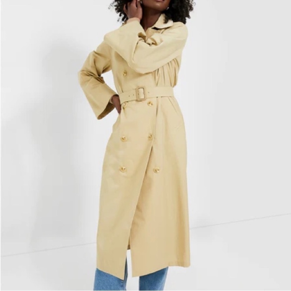 Tuckernuck Elaine Trench Coat XXL NWT Khaki Belted Double Breasted - Picture 2 of 11